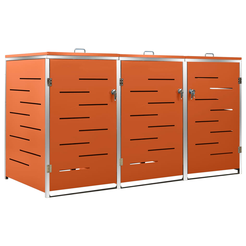tredobbelt skraldespandsskjuler 207x77,5x115 cm rustfrit stål