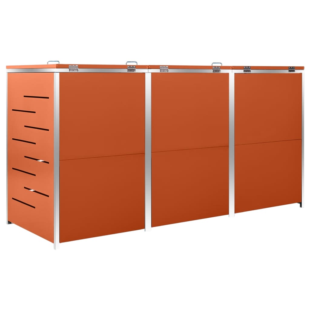tredobbelt skraldespandsskjuler 207x77,5x115 cm rustfrit stål
