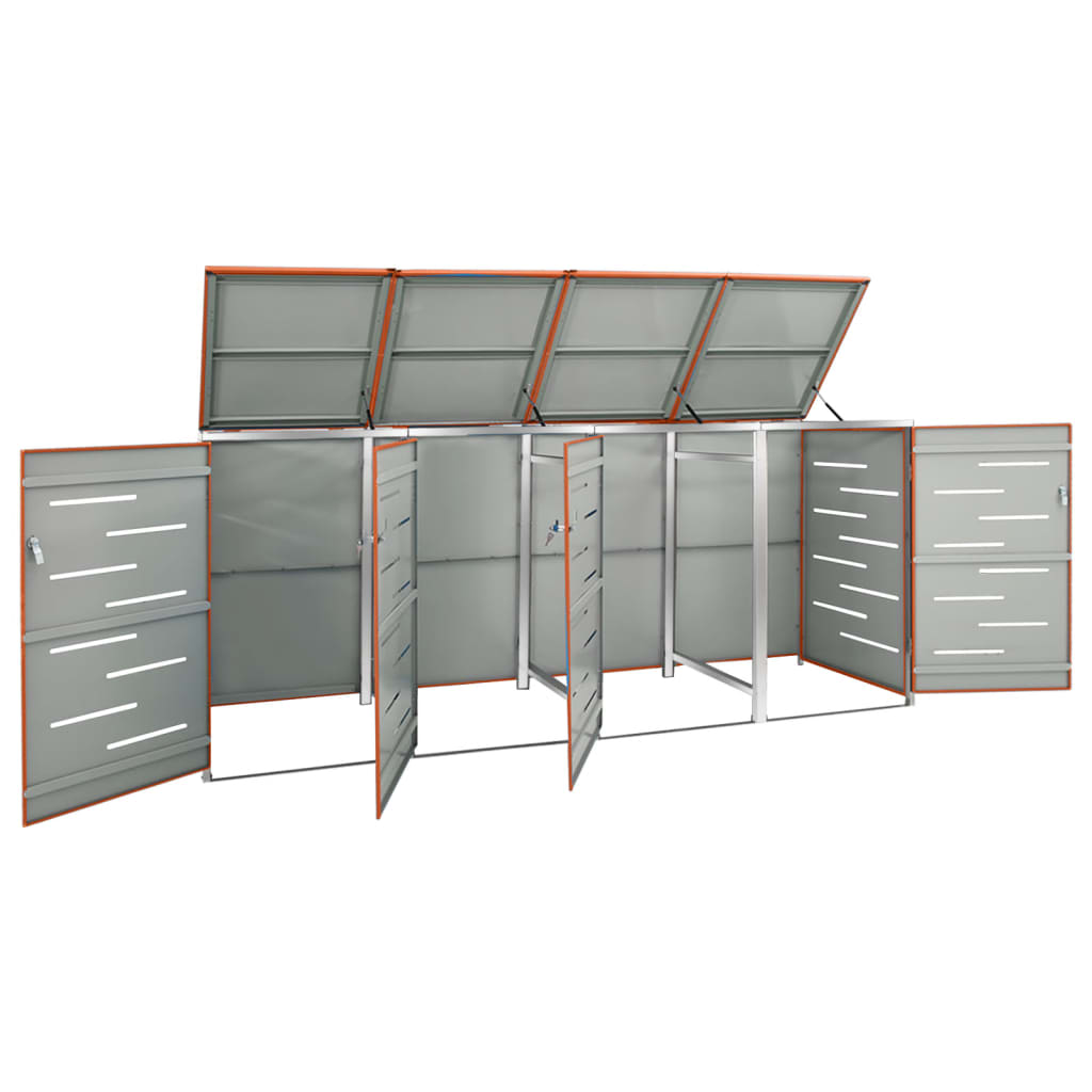 firedobbelt skraldespandsskjuler 276,5x77,5x115 rustfrit stål
