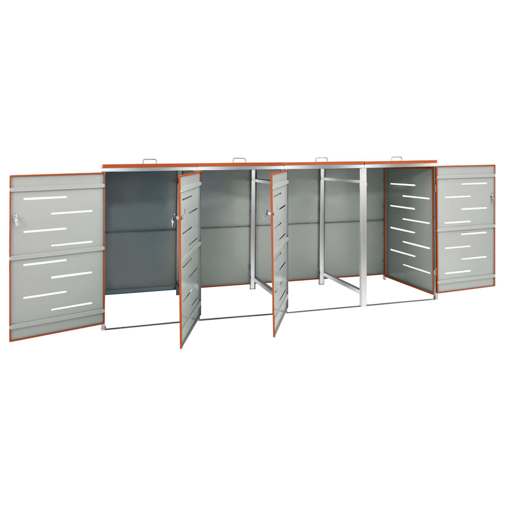 firedobbelt skraldespandsskjuler 276,5x77,5x115 rustfrit stål