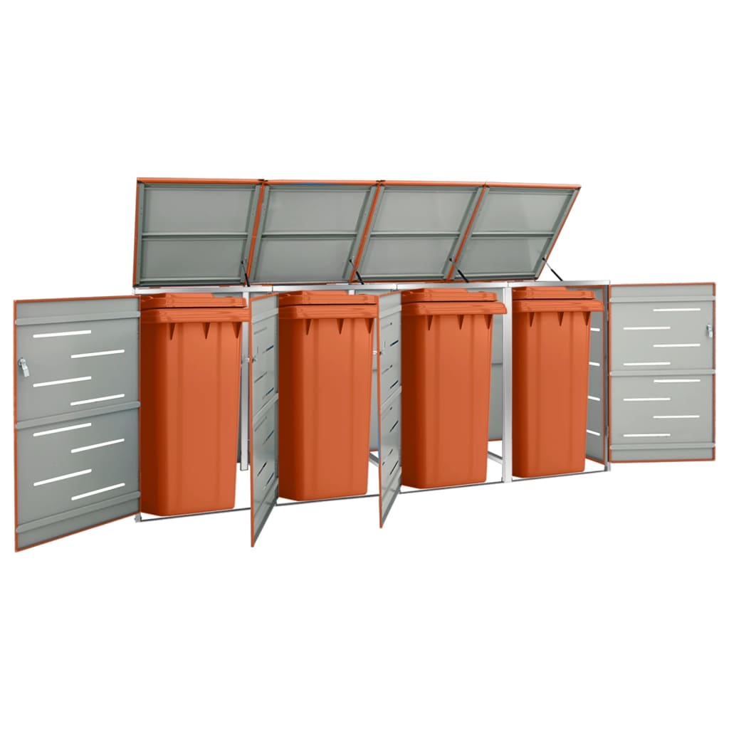 firedobbelt skraldespandsskjuler 276,5x77,5x115 rustfrit stål