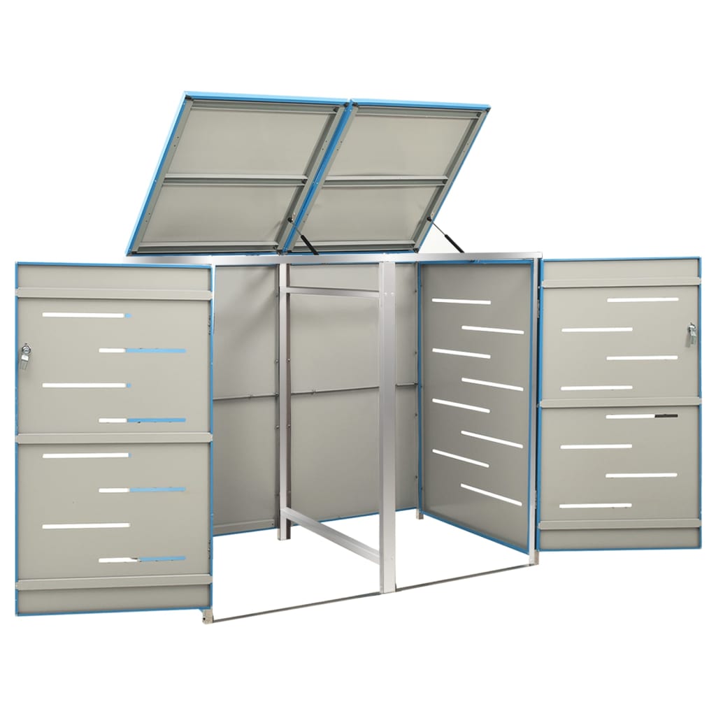 dobbelt skraldespandsskjuler 138x77,5x115 cm rustfrit stål