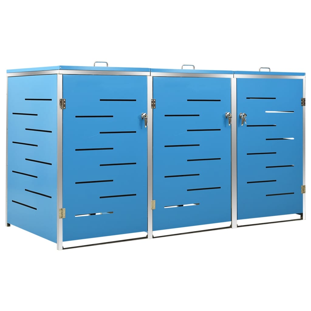 tredobbelt skraldespandsskjuler 207x77,5x115 cm rustfrit stål