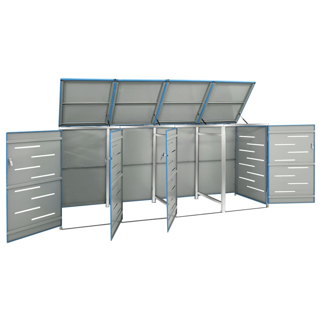 firedobbelt skraldespandsskjuler 276,5x77,5x115 rustfrit stål