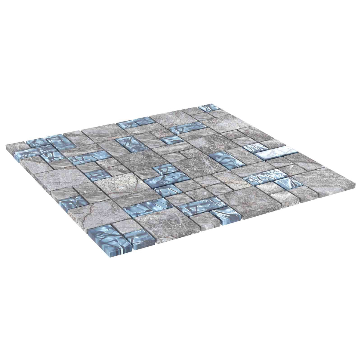 Mosaikflise 11 stk. 50 x 50 cm Grå og Blå Glas