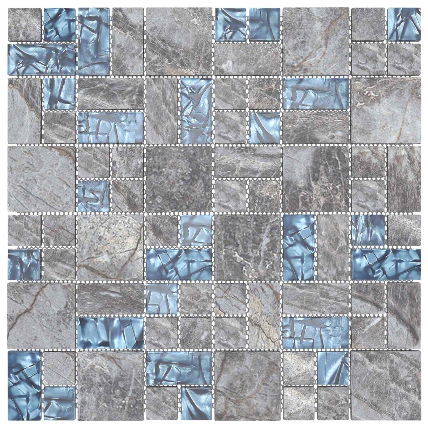 Mosaikflise 11 stk. 50 x 50 cm Grå og Blå Glas