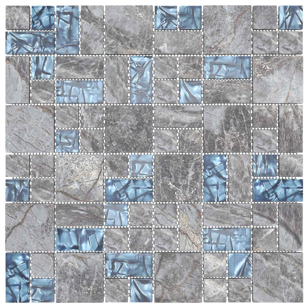 Mosaikflise 22 stk. 30 x 30 cm Grå og Blå Glas