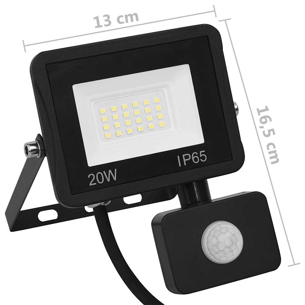 LED-projektør med sensor 20 W varm hvid