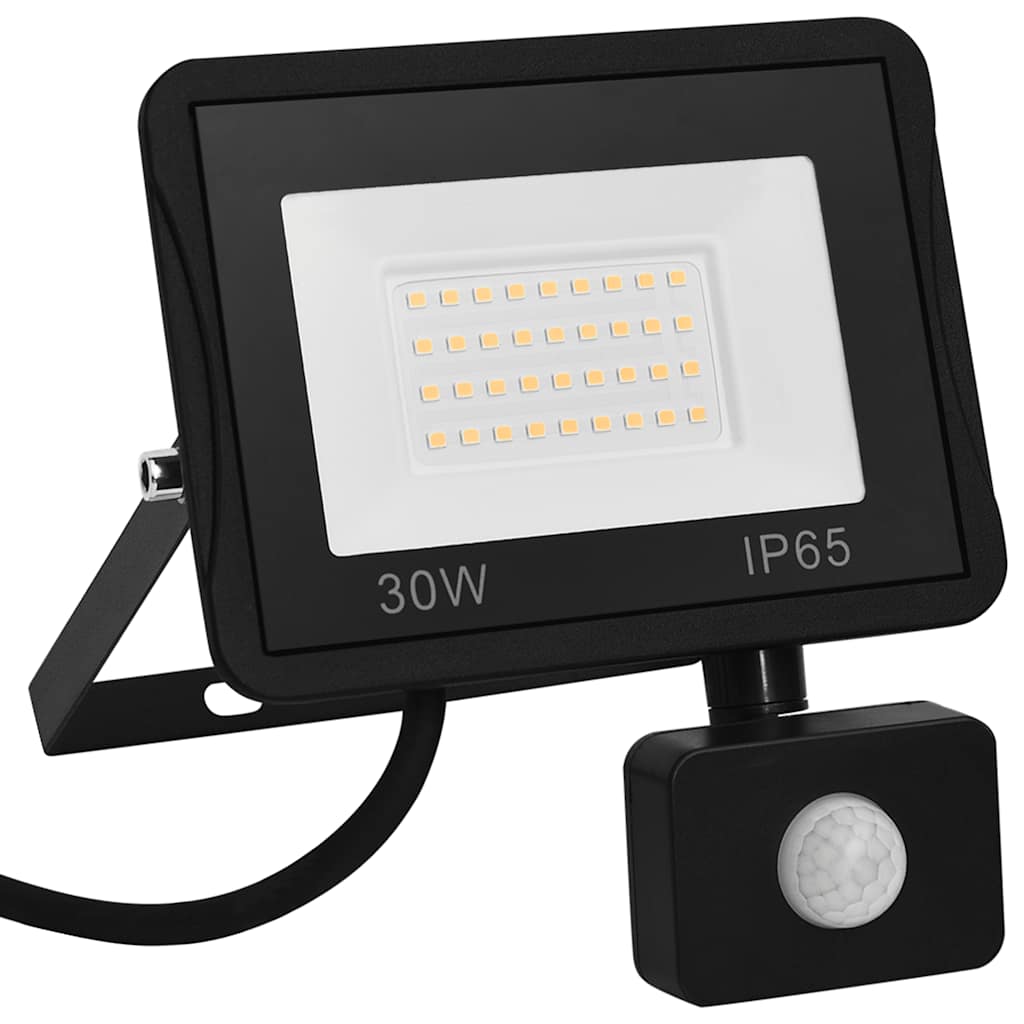 LED-projektør med sensor 30 W varm hvid