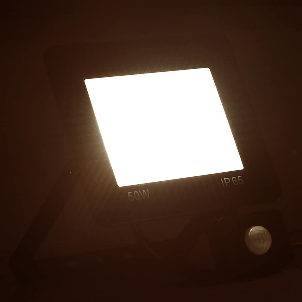 LED-projektør med sensor 50 W varmt hvidt lys