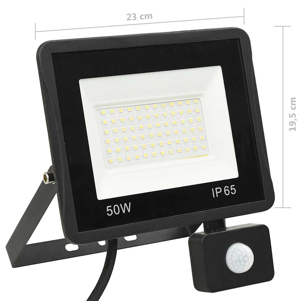 LED-projektør med sensor 50 W varmt hvidt lys