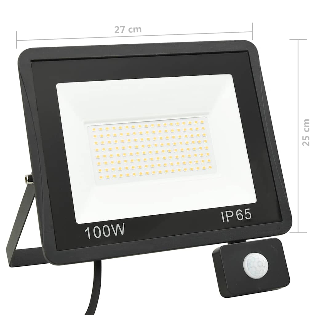 LED-projektør med sensor 100 W varm hvid