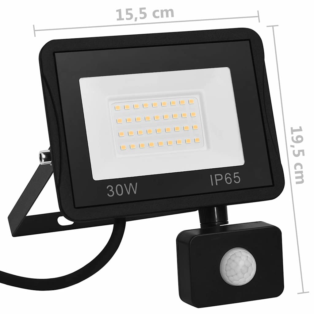 LED-projektør med sensor 30 W kold hvid