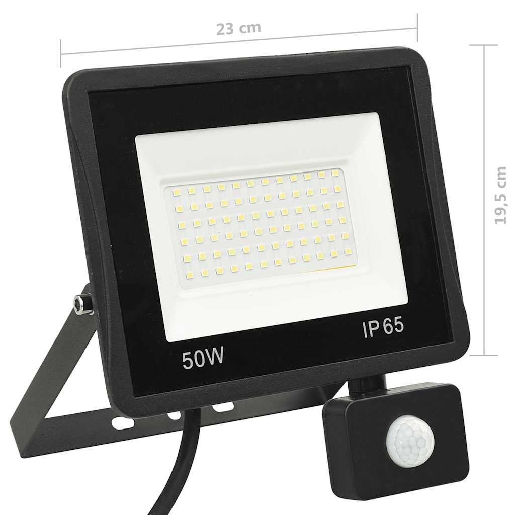 LED-projektør med sensor 50 W kold hvid