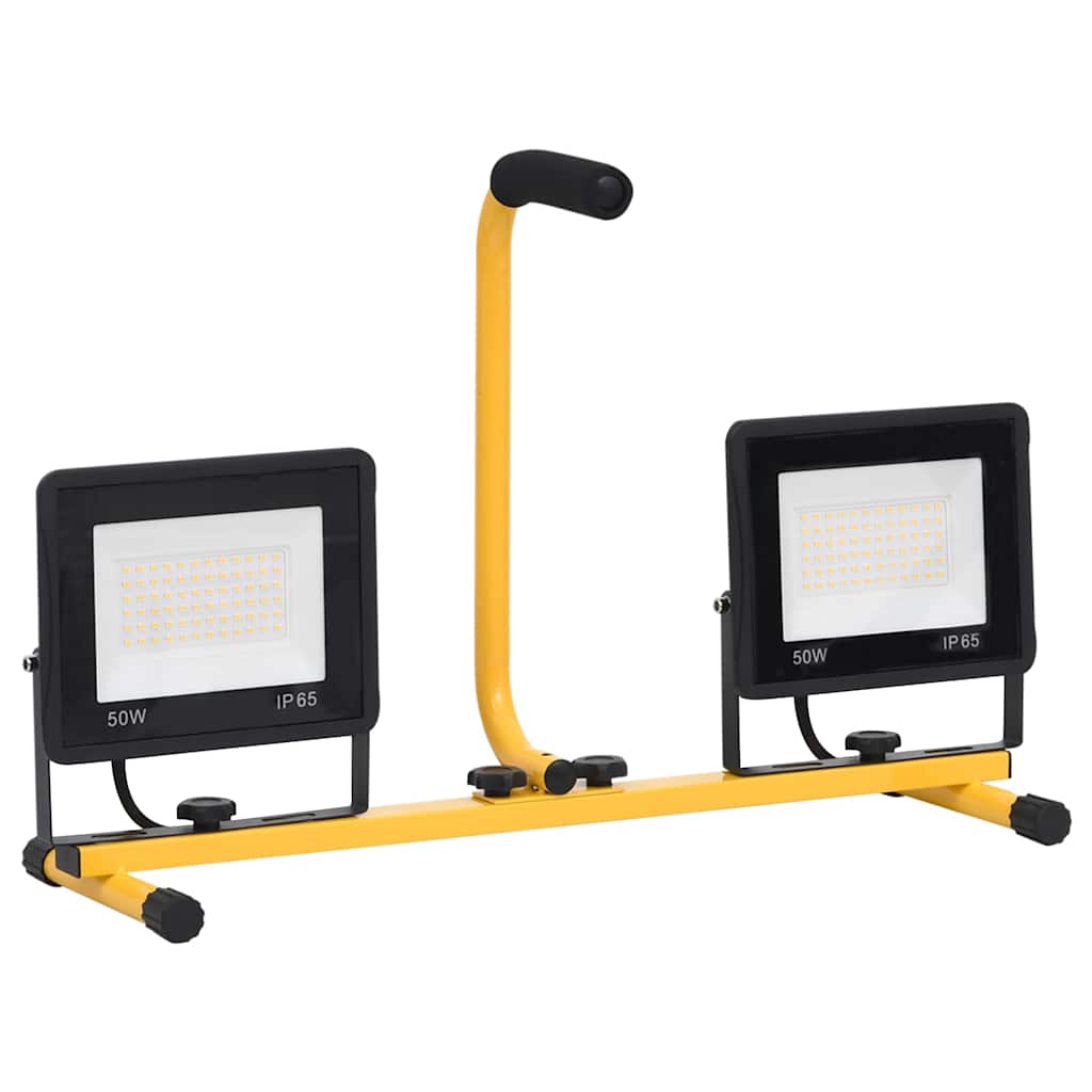 LED-projektør med håndtag 2x50 W varm hvid