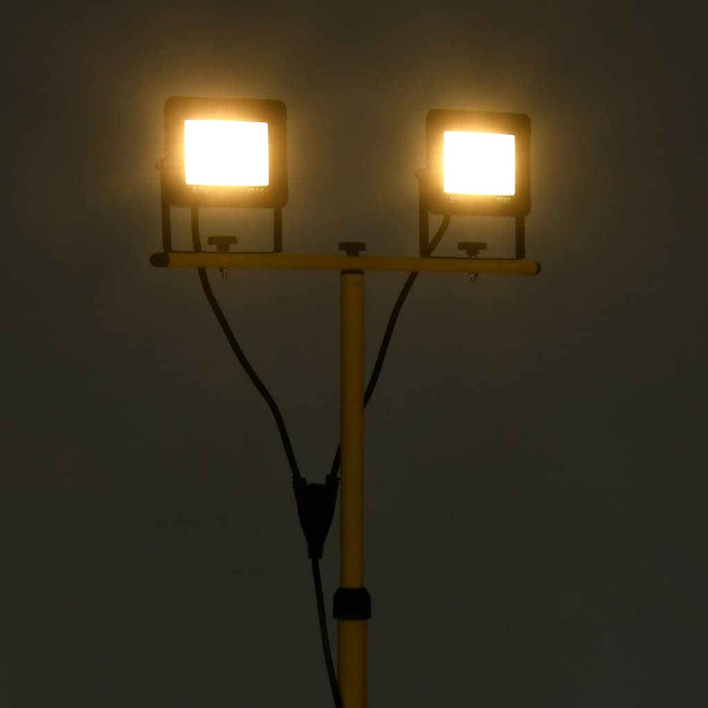 LED-projektør med stativ 2x20 W varm hvid
