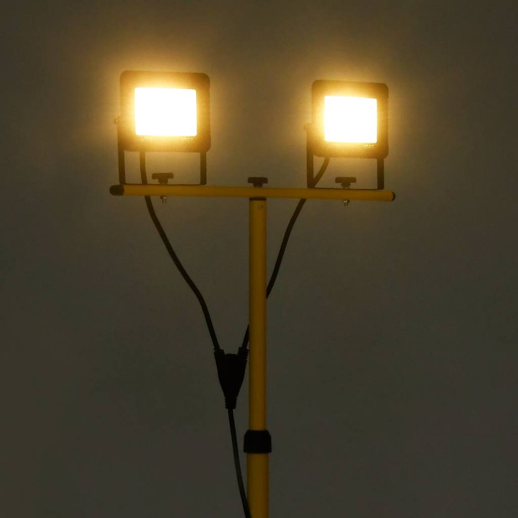 LED-projektør med stativ 2x50 W varm hvid