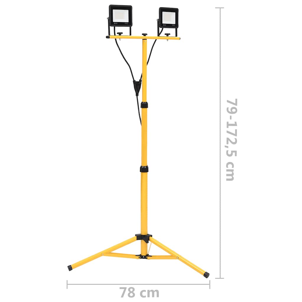 LED-projektør med stativ 2x50 W varm hvid
