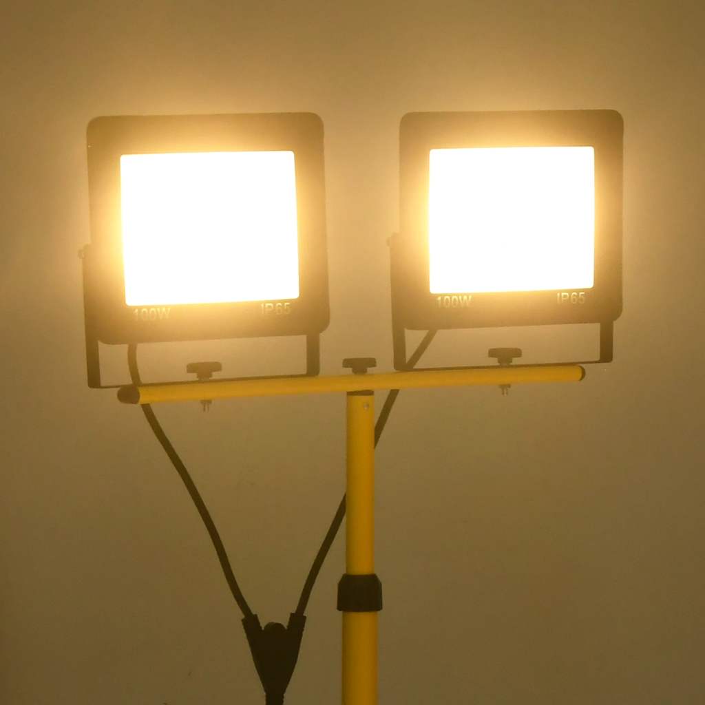 LED-projektør med stativ 2x100 W varm hvid