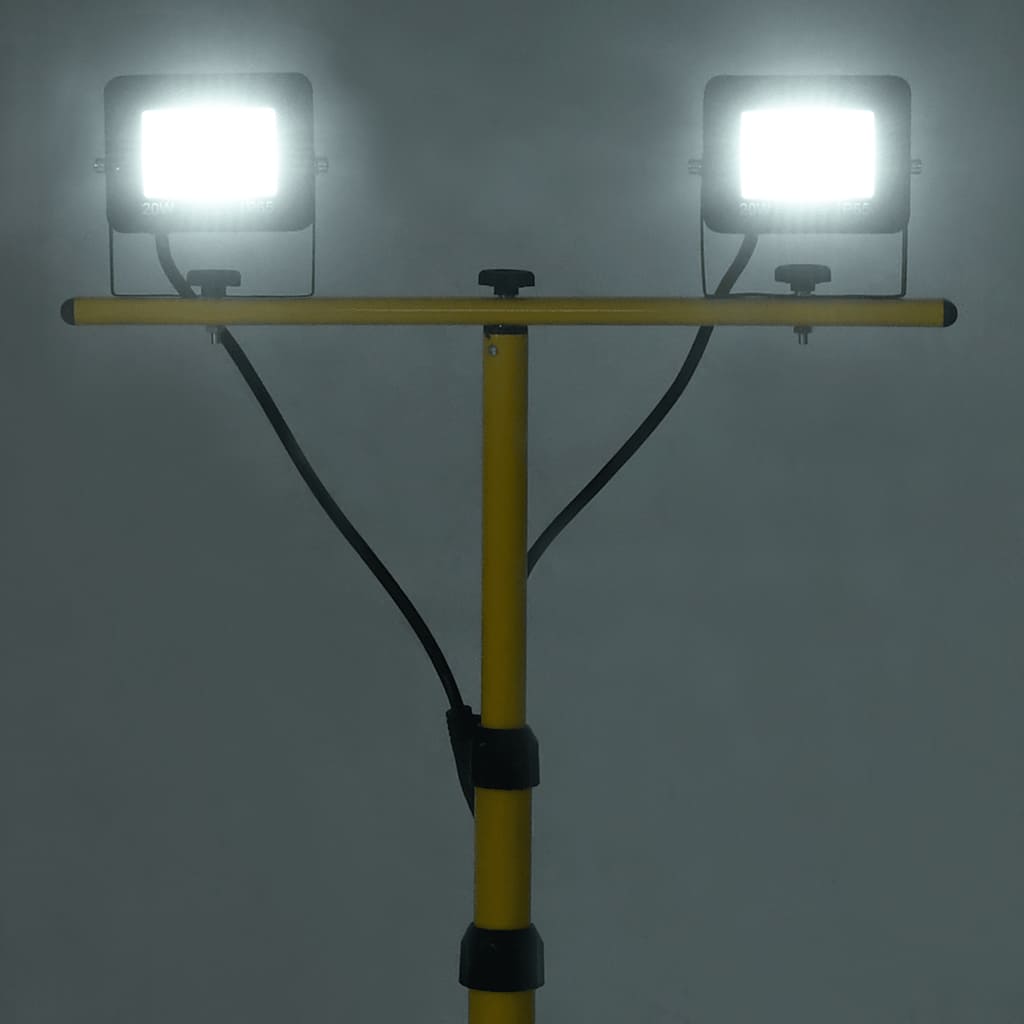 LED-projektør med stativ 2x20 W kold hvid