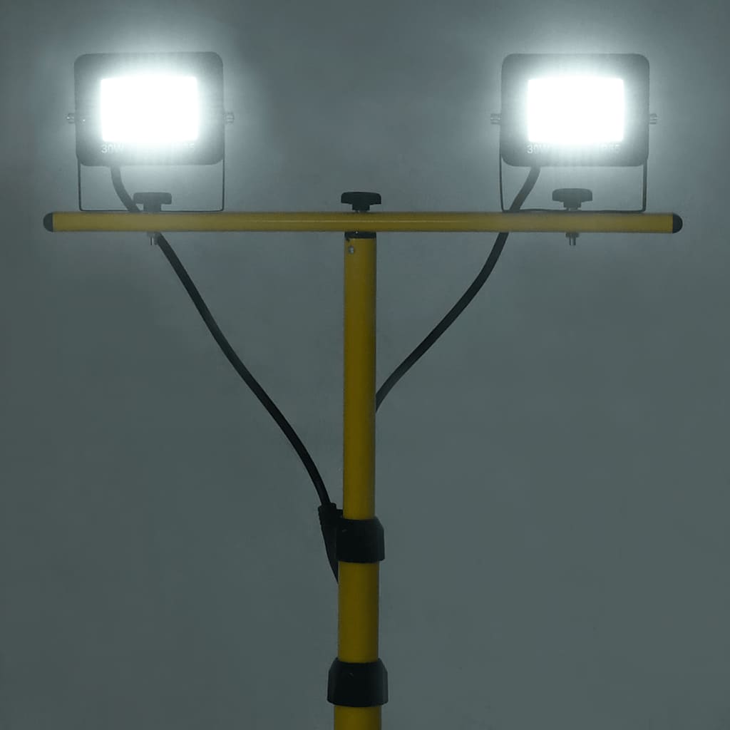 LED-projektør med stativ 2x30 W kold hvid