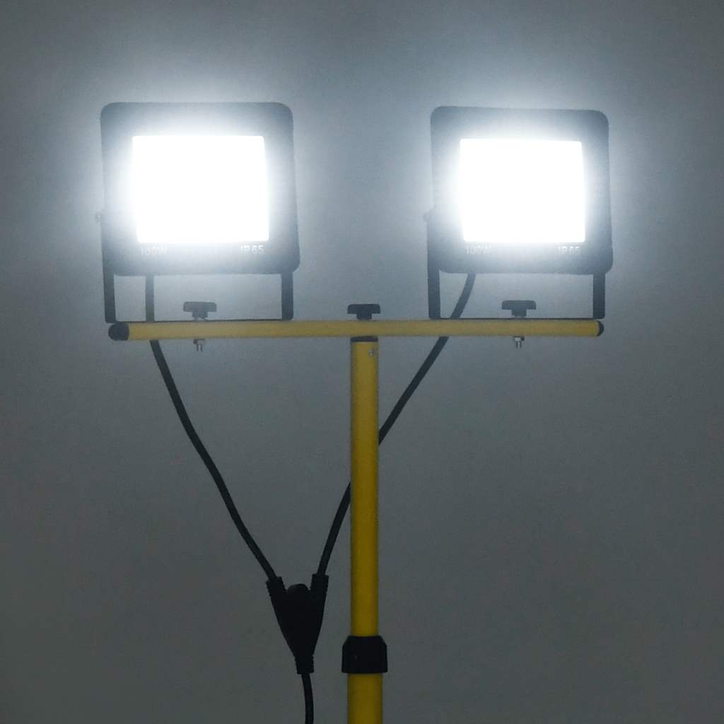 LED-projektør med stativ 2x100 W kold hvid