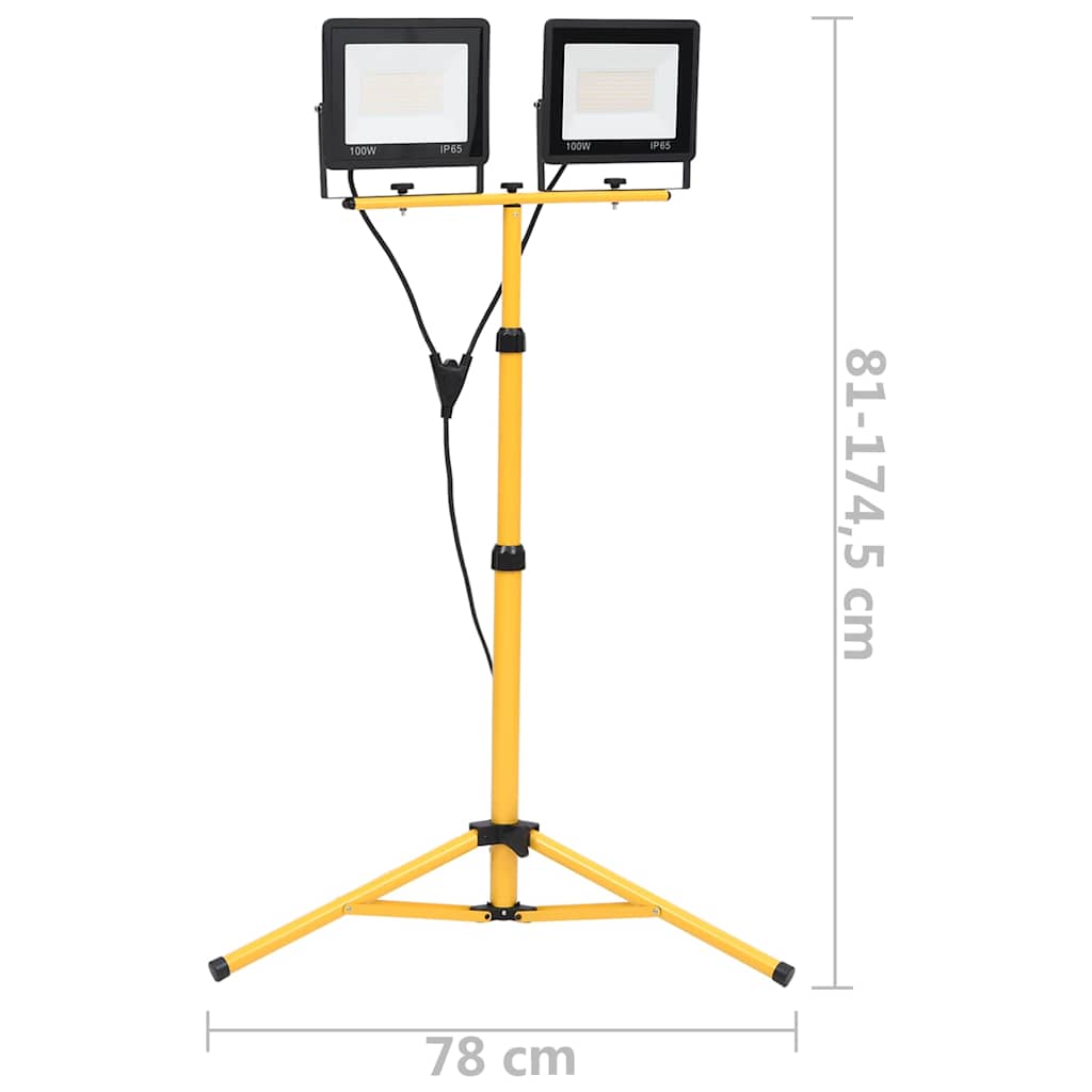 LED-projektør med stativ 2x100 W kold hvid