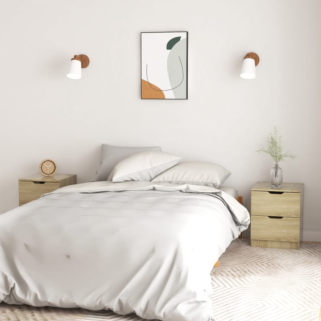 sengeborde 2 stk. 40x40x50 cm konstrueret træ sonoma-eg