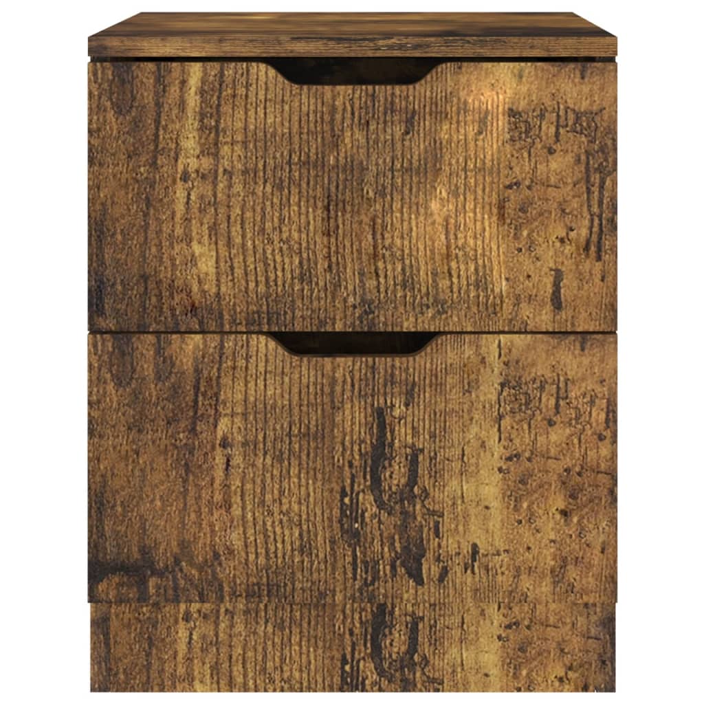 sengeborde 2 stk. 40x40x50 cm konstrueret træ røget egetræ