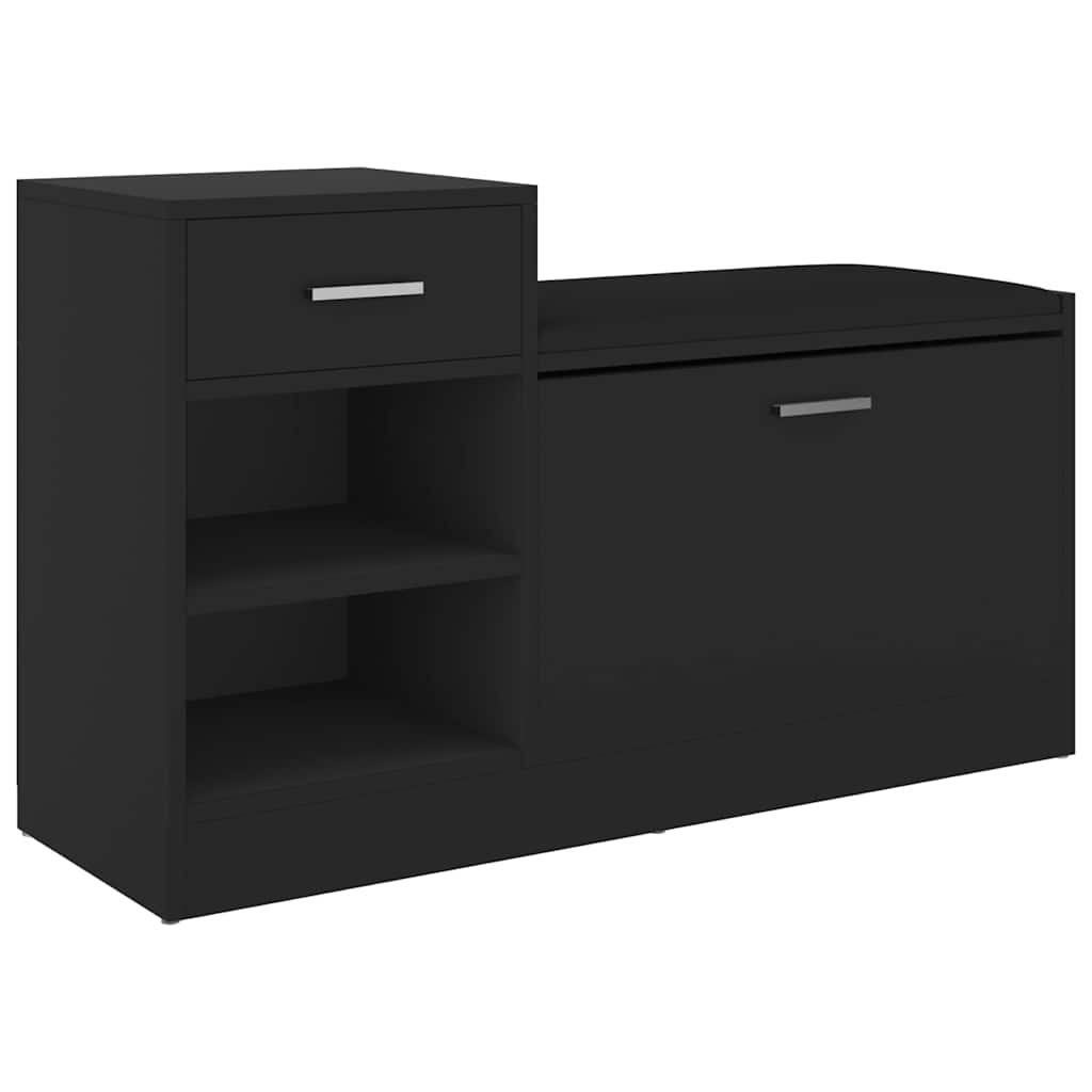 skobænk 94,5x31x57 cm konstrueret træ sort