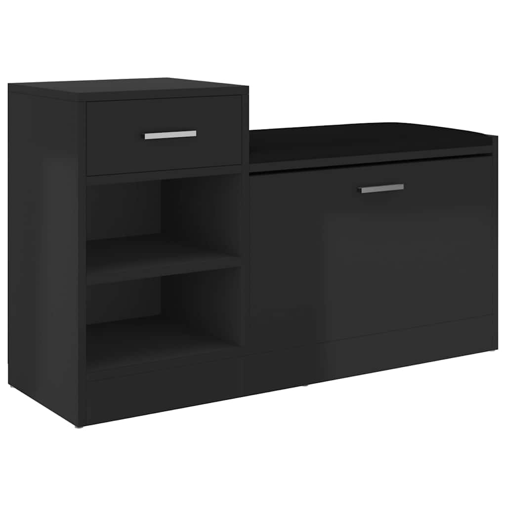 skobænk 94,5x31x57 cm konstrueret træ sort højglans