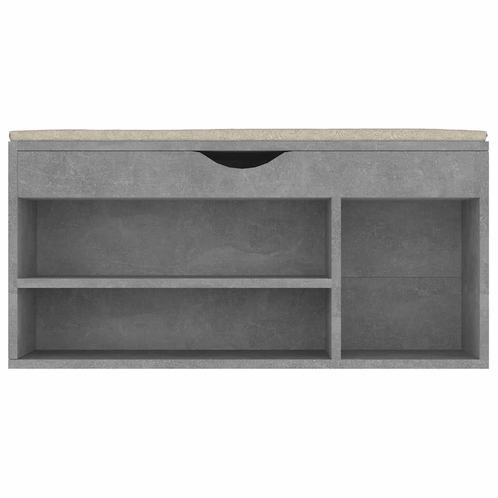skobænk med hynde 104x30x49 cm konstrueret træ betongrå