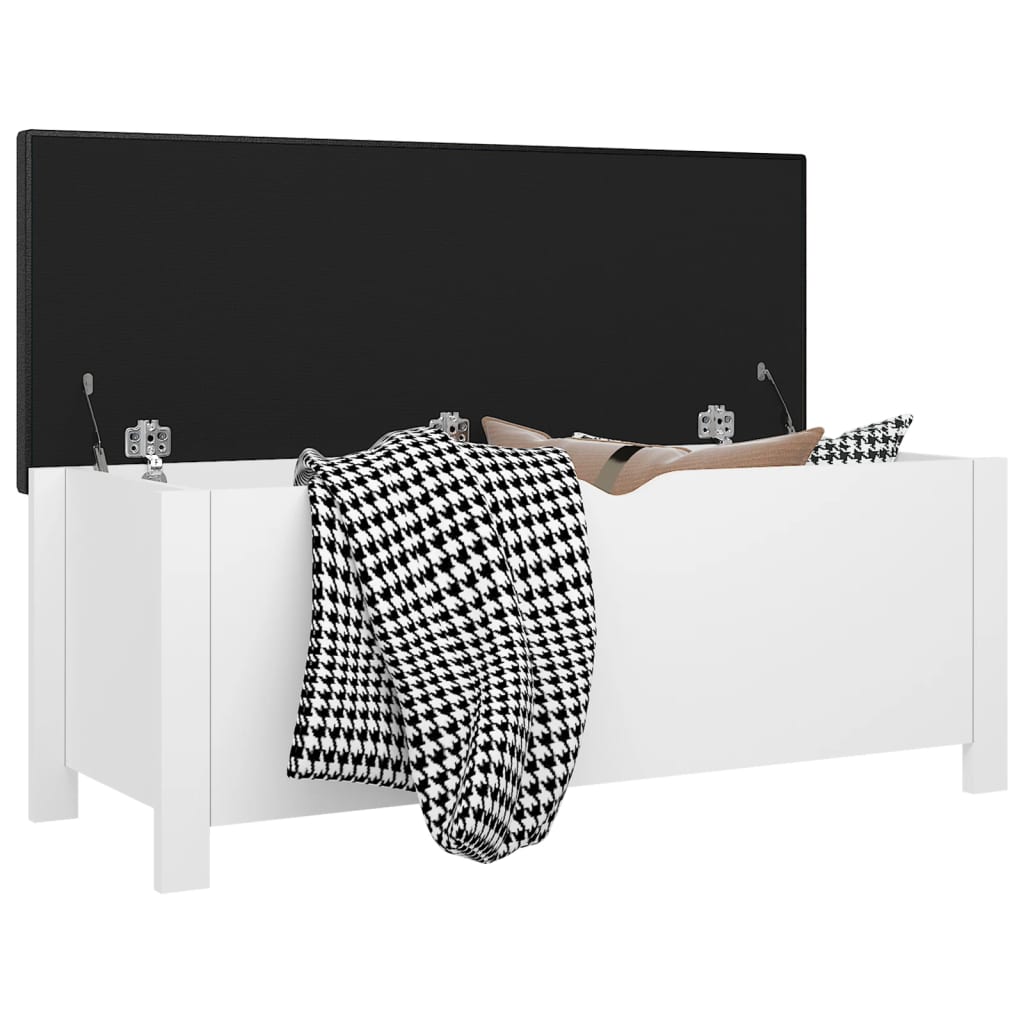 opbevaringskasse med hynde 105x40x45 cm konstrueret træ hvid