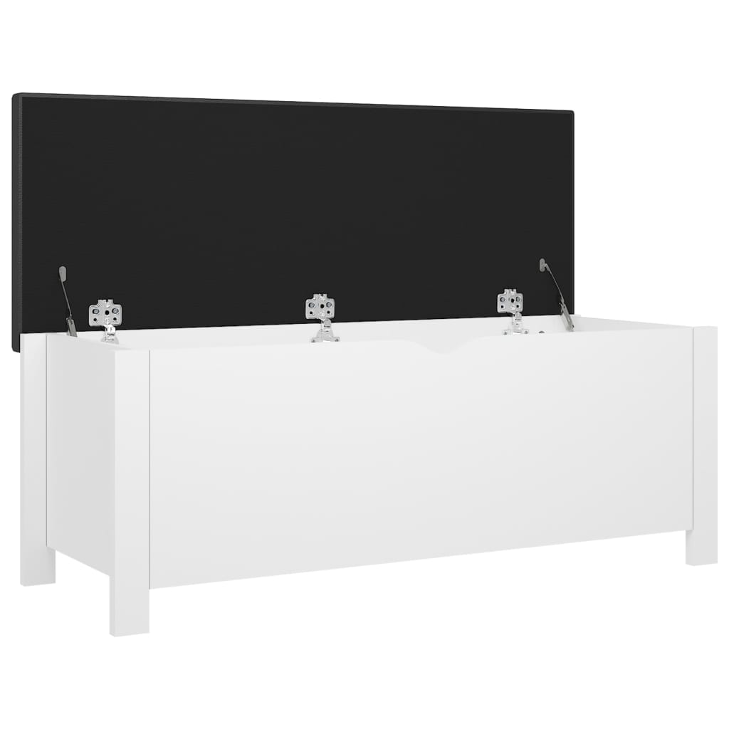 opbevaringskasse med hynde 105x40x45 cm konstrueret træ hvid