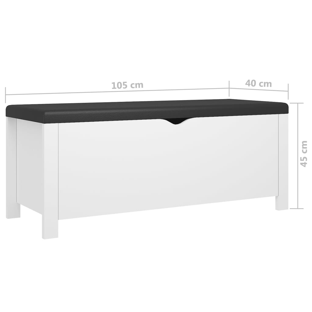 opbevaringskasse med hynde 105x40x45 cm konstrueret træ hvid