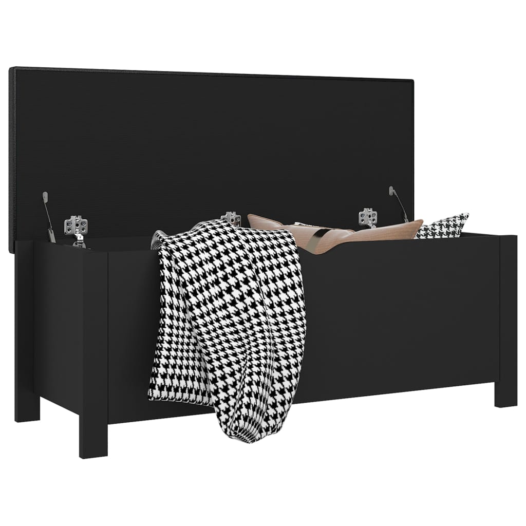 opbevaringskasse med hynde 105x40x45 cm konstrueret træ sort