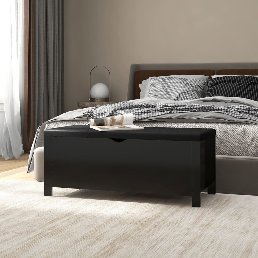 opbevaringskasse med hynde 105x40x45 cm konstrueret træ sort