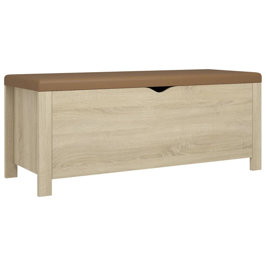 opbevaringskasse m. hynde 105x40x45cm konstrueret træ sonoma-eg