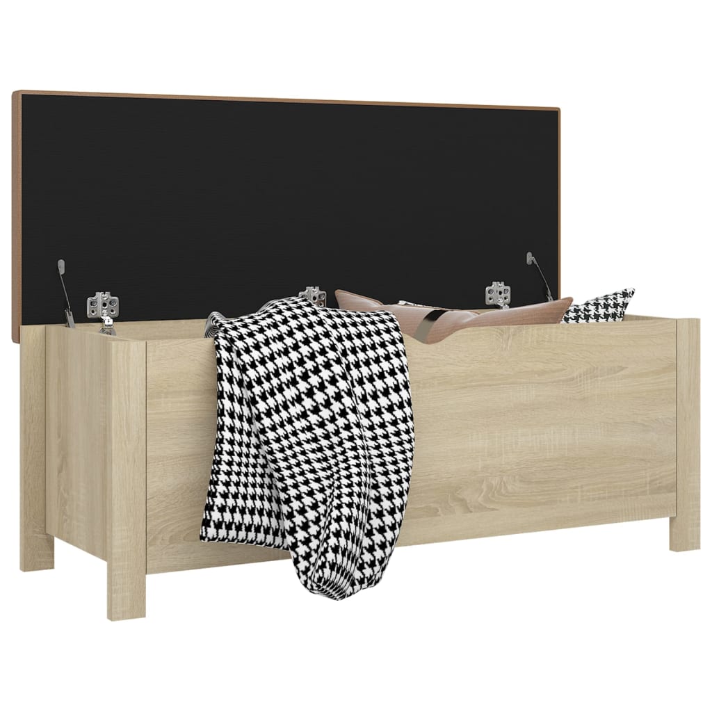 opbevaringskasse m. hynde 105x40x45cm konstrueret træ sonoma-eg
