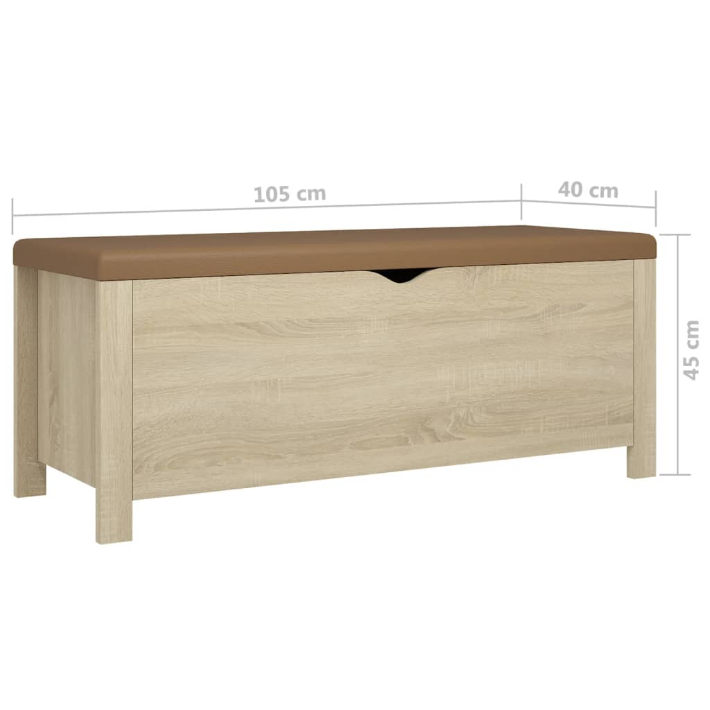 opbevaringskasse m. hynde 105x40x45cm konstrueret træ sonoma-eg