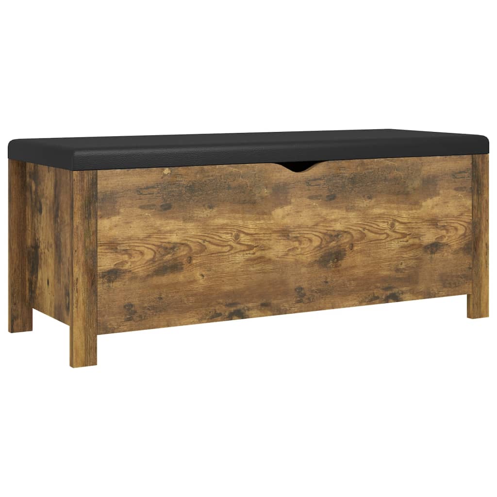 opbevaringskasse med hynde 105x40x45cm konstrueret træ røget eg