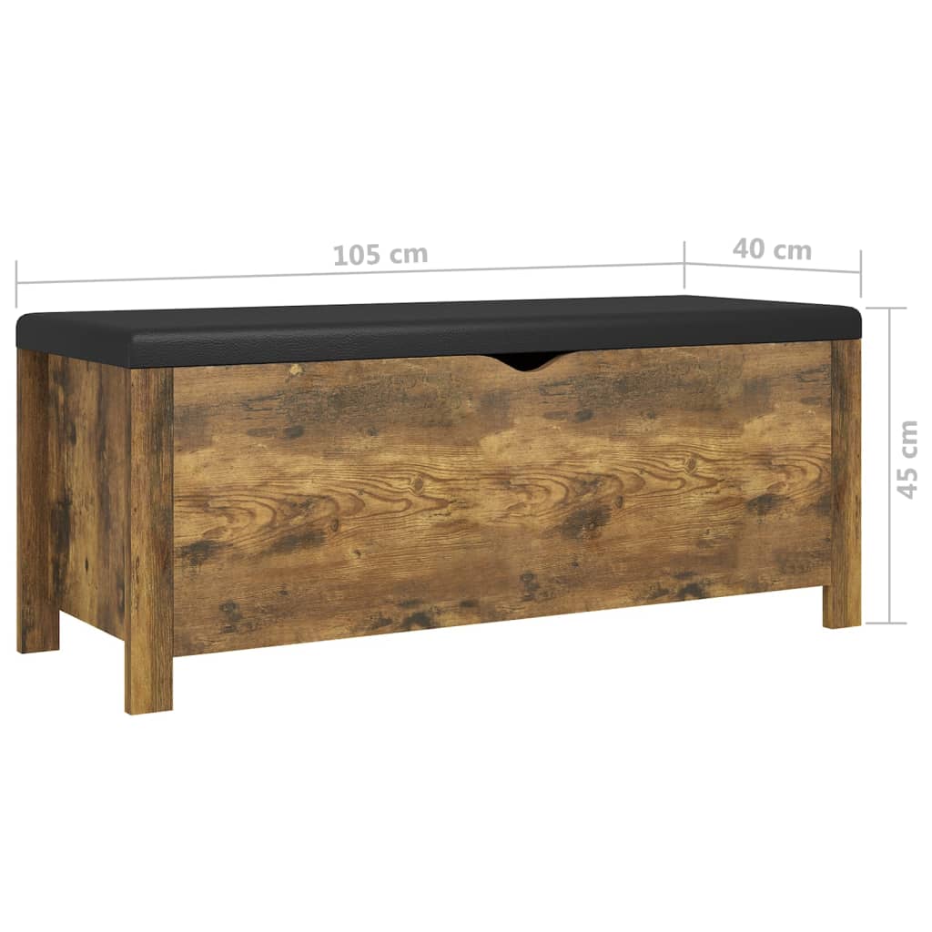 opbevaringskasse med hynde 105x40x45cm konstrueret træ røget eg
