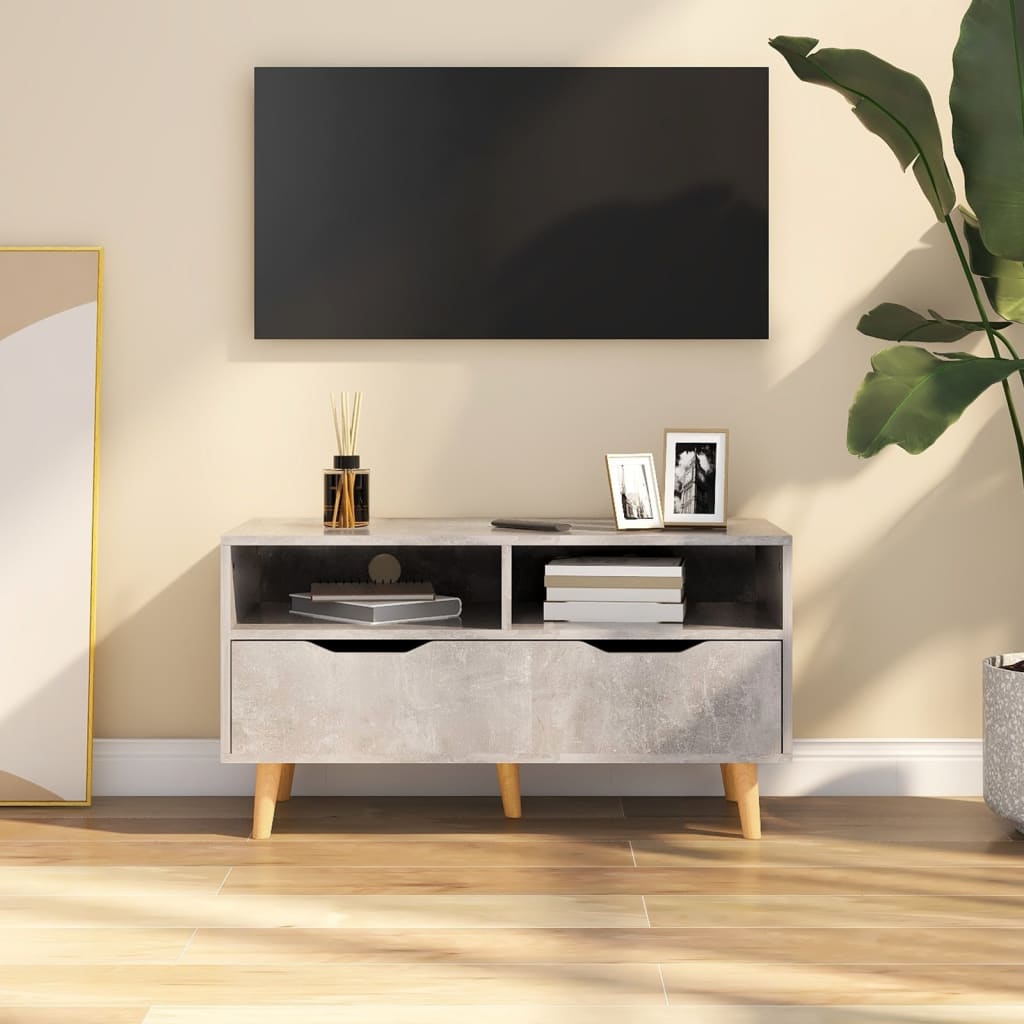 tv-bord 90x40x48,5 cm konstrueret træ betongrå