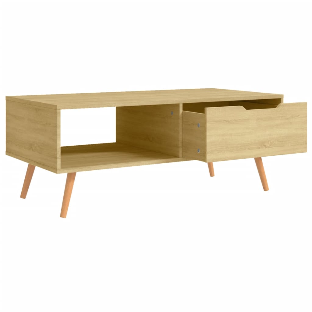 sofabord 100x49,5x43 cm konstrueret træ sonoma-eg