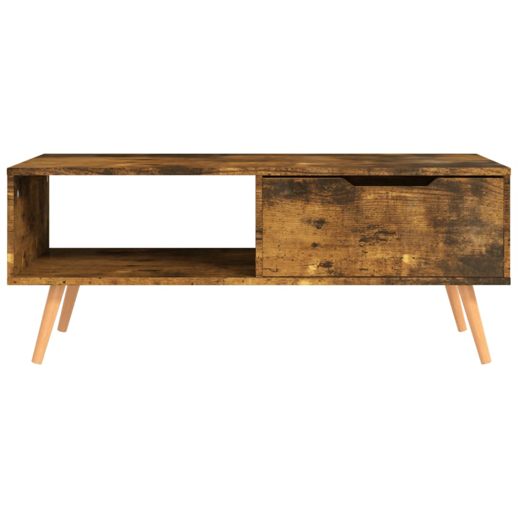 sofabord 100x49,5x43 cm konstrueret træ røget eg