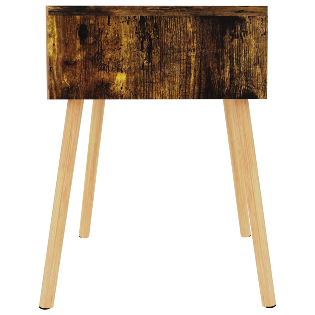 sengeborde 2 stk. 40x40x56 cm konstrueret træ røget eg