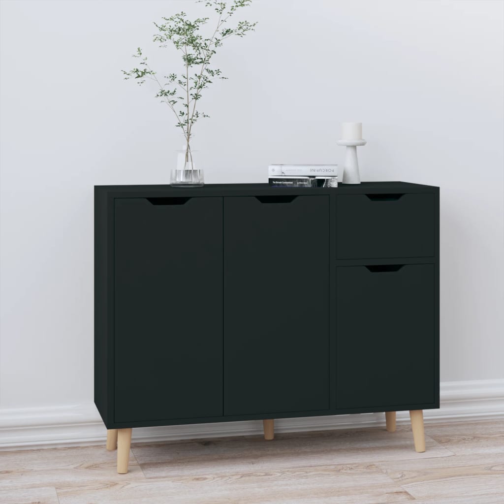 skænk 90x30x72 cm konstrueret træ sort