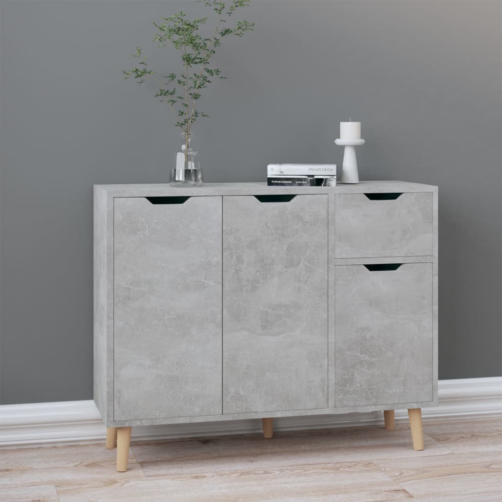 skænk 90x30x72 cm konstrueret træ betongrå
