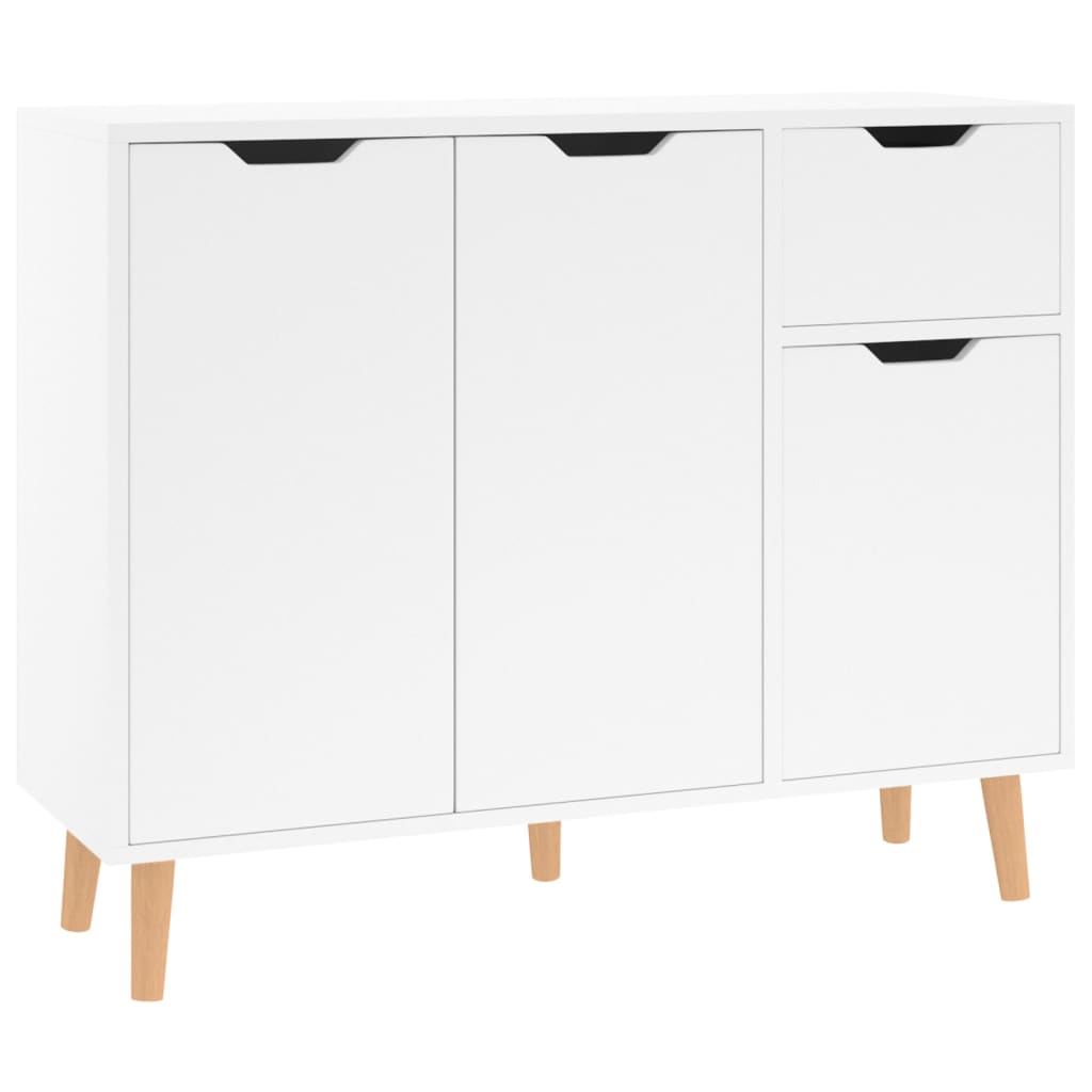 skænk 90x30x72 cm konstrueret træ hvid højglans