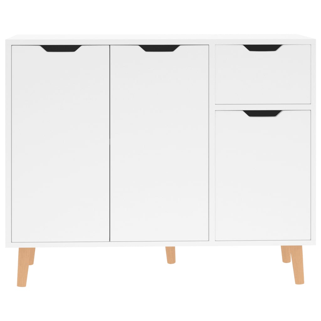 skænk 90x30x72 cm konstrueret træ hvid højglans
